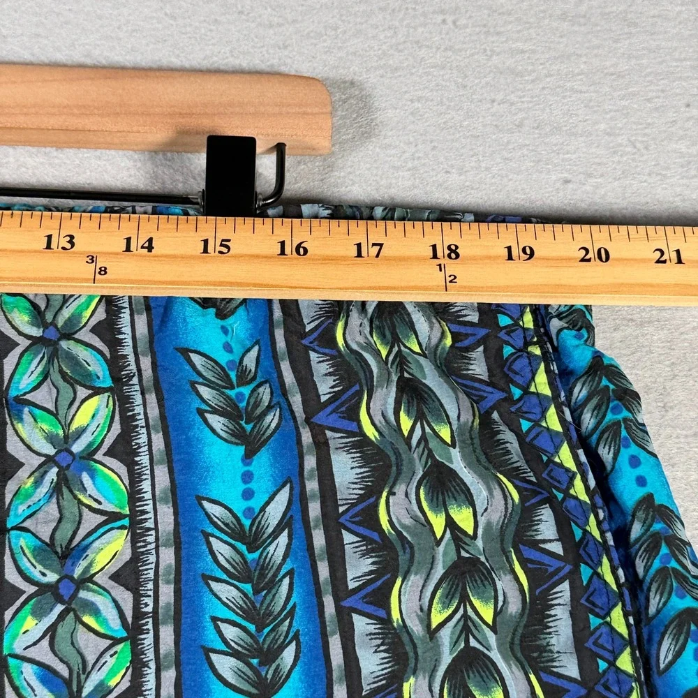 Speedo Mens Vintage Tribal Geometric Print Swim Trunks Blue Teal XL 90's